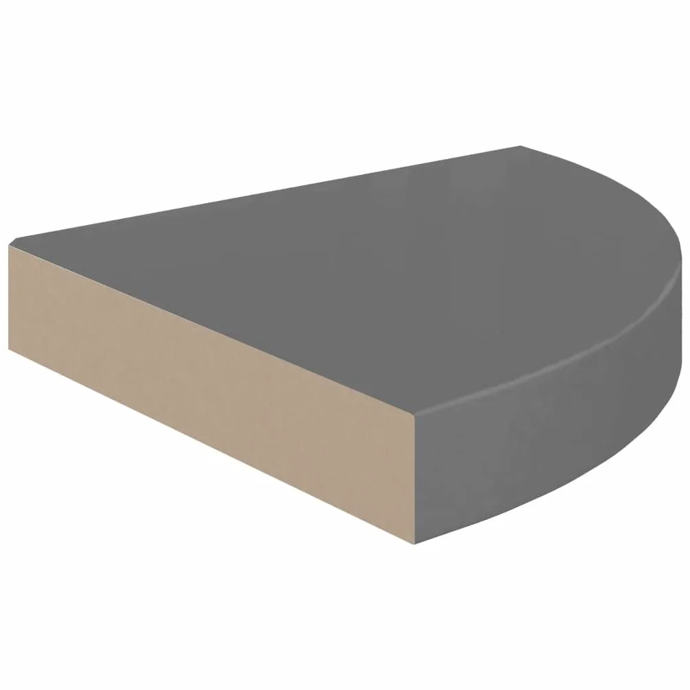 Set di 2 mensole da parete in MDF grigio lucido, 25 x 25 x 3,8 cm, piccole mensole per camera da letto, soggiorno, bagno, cucina, espositore per CD, elegante e funzionale
