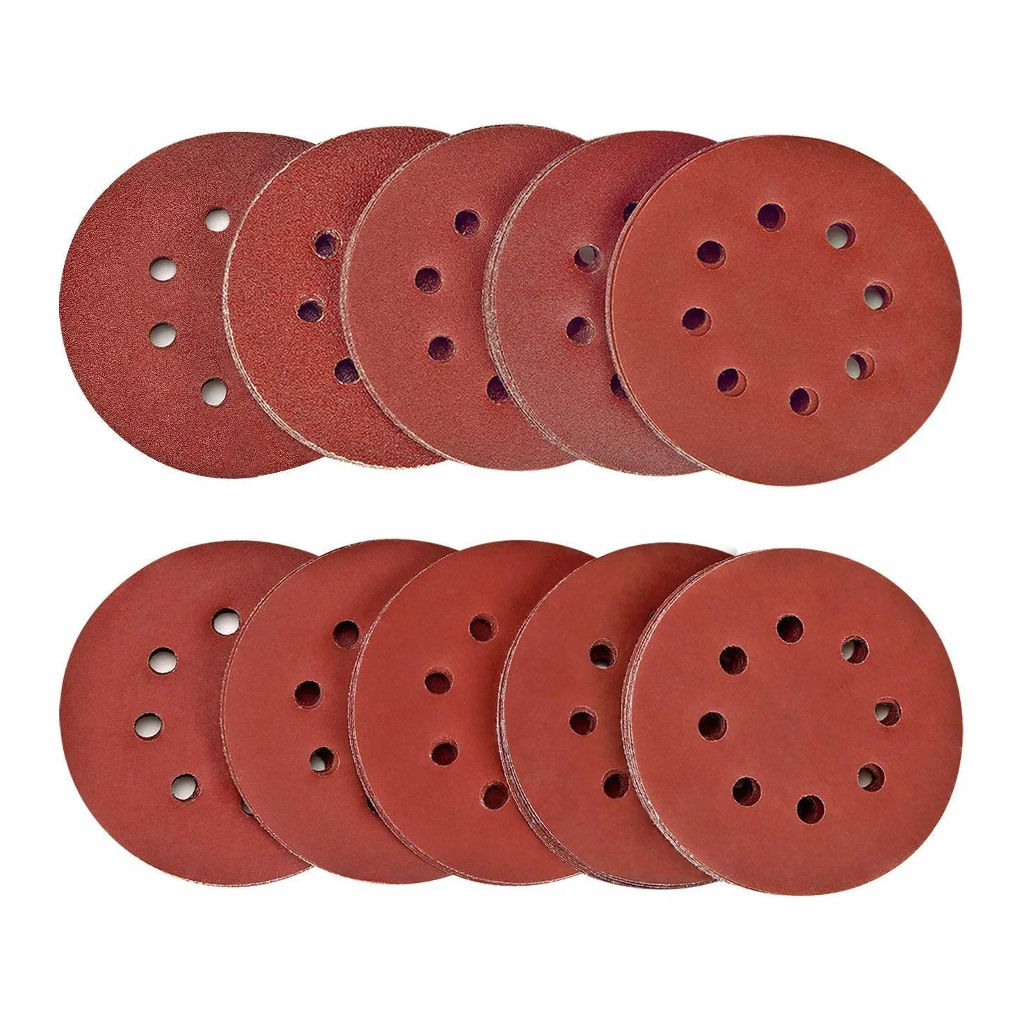 SPTA 100 Pezzi 125mm Dischi Abrasivi Carte Abrasive per Levigatrice 10 Graniglie 40-2000