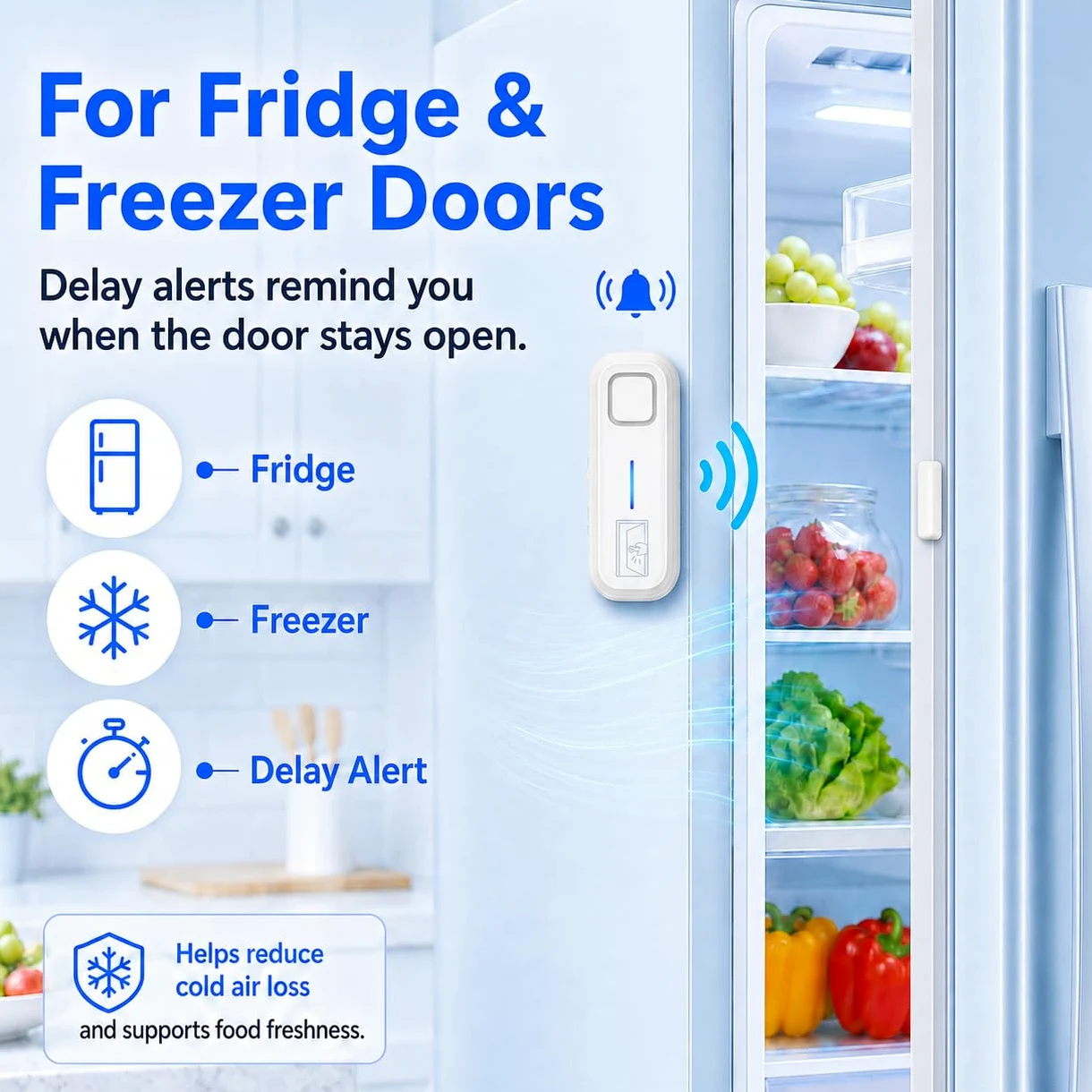 SANJIE Allarmi per porta quando aperto con avvisi istantanei e ritardati 30s/1min/2min/4min, allarme 2 in 1 con sensore di allarme per porta, allarme per casa, negozio, ufficio, sicurezza quando si