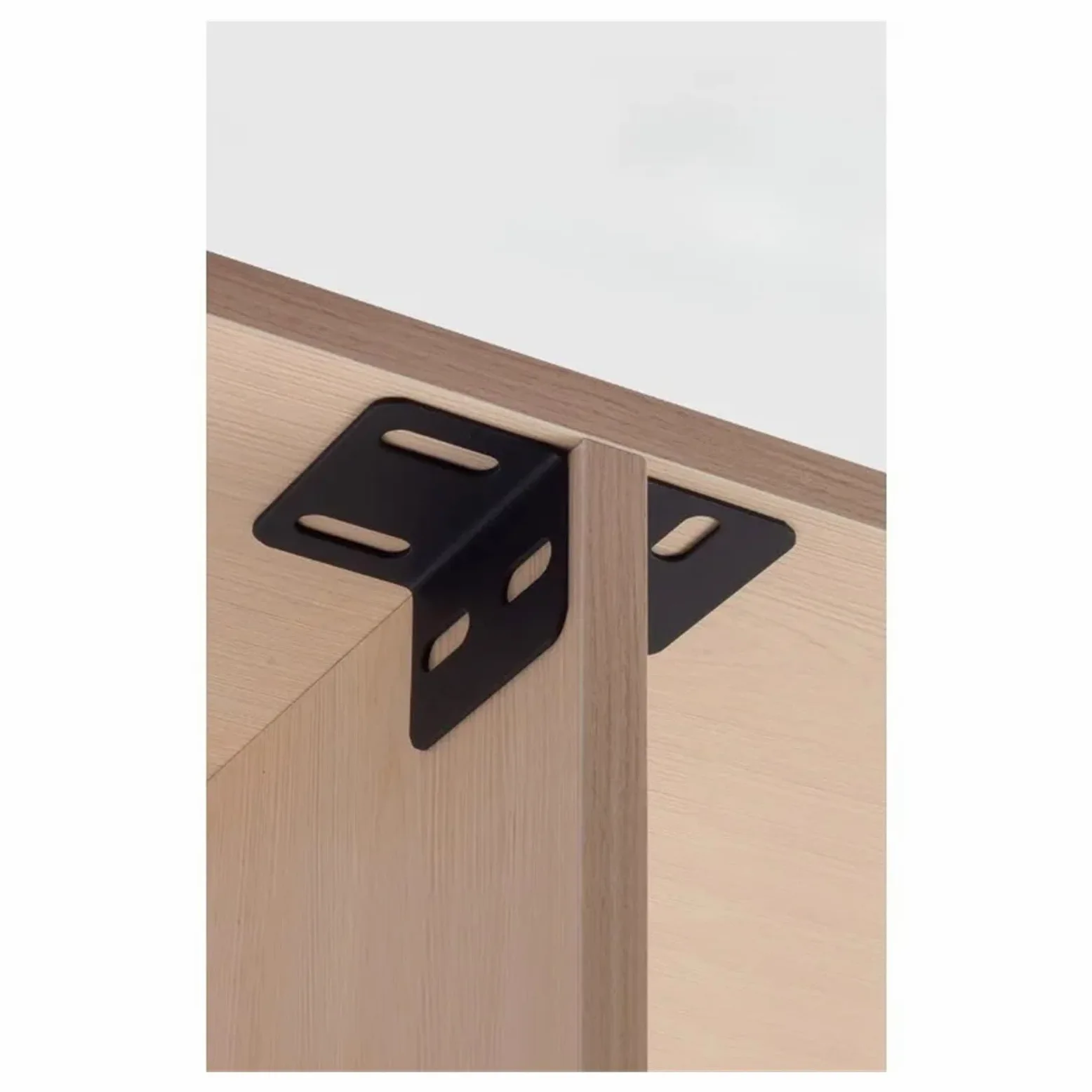 Staffe angolari regolabili a forma di L da 4 pezzi nere for mobili Adatto per il fissaggio e il supporto(4PC 80-150 T-hole)