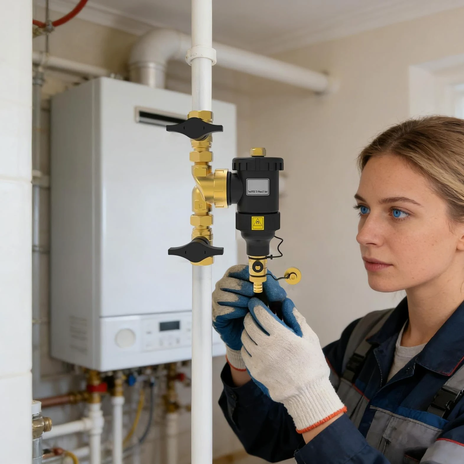 Filtro Magnetico per Acqua Caldaia Unità Filtrazione A Parete Con | Separatore Di Fango E Ruggine per la Purificazione del Riscaldamento Centralizzato