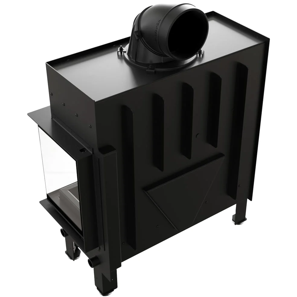KRATKI Inserto per camino in acciaio a legna FLOKI 12 kW Ø200 destro A+ | Acciaio nero, efficienza 85,4%, classe A+. Ecodesign, BImSchV 2; per recupero calore.; kit di montaggio; basse emissioni