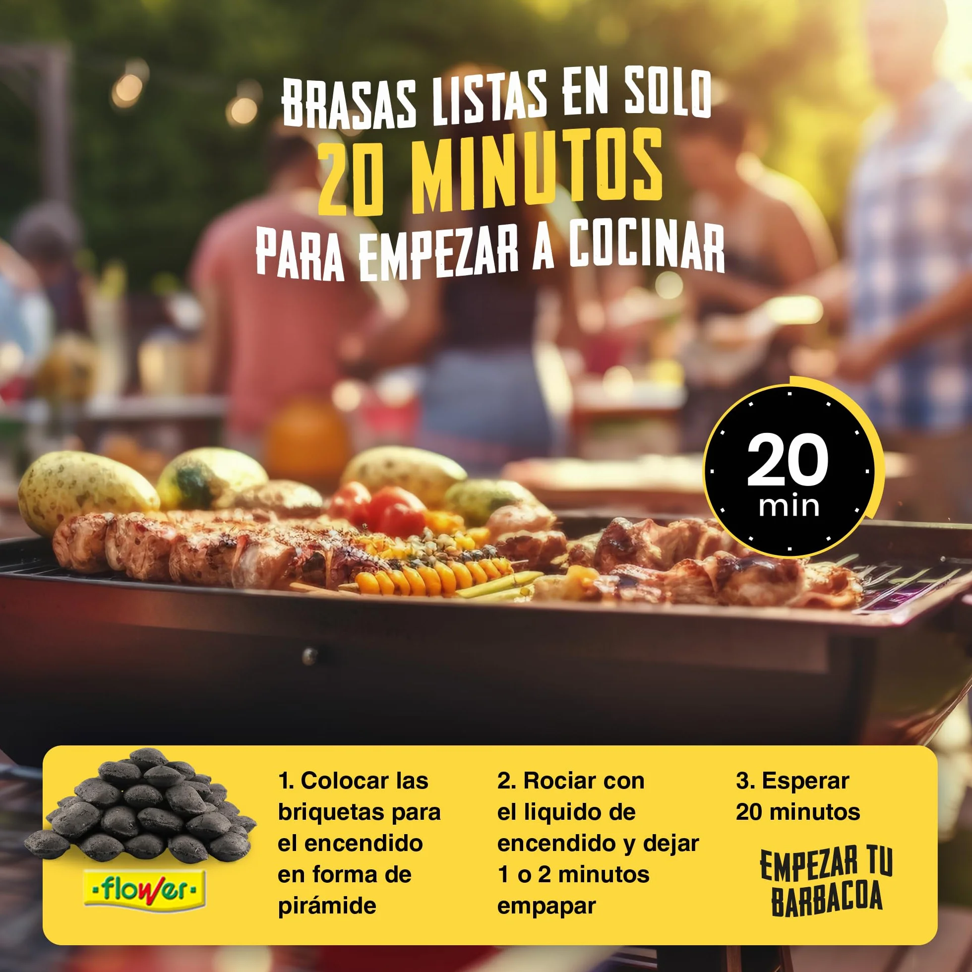 Carbone Vegetale Barbecue 100% Naturale 6 KG FLOWER Bricchette Senza Additivi Chimici