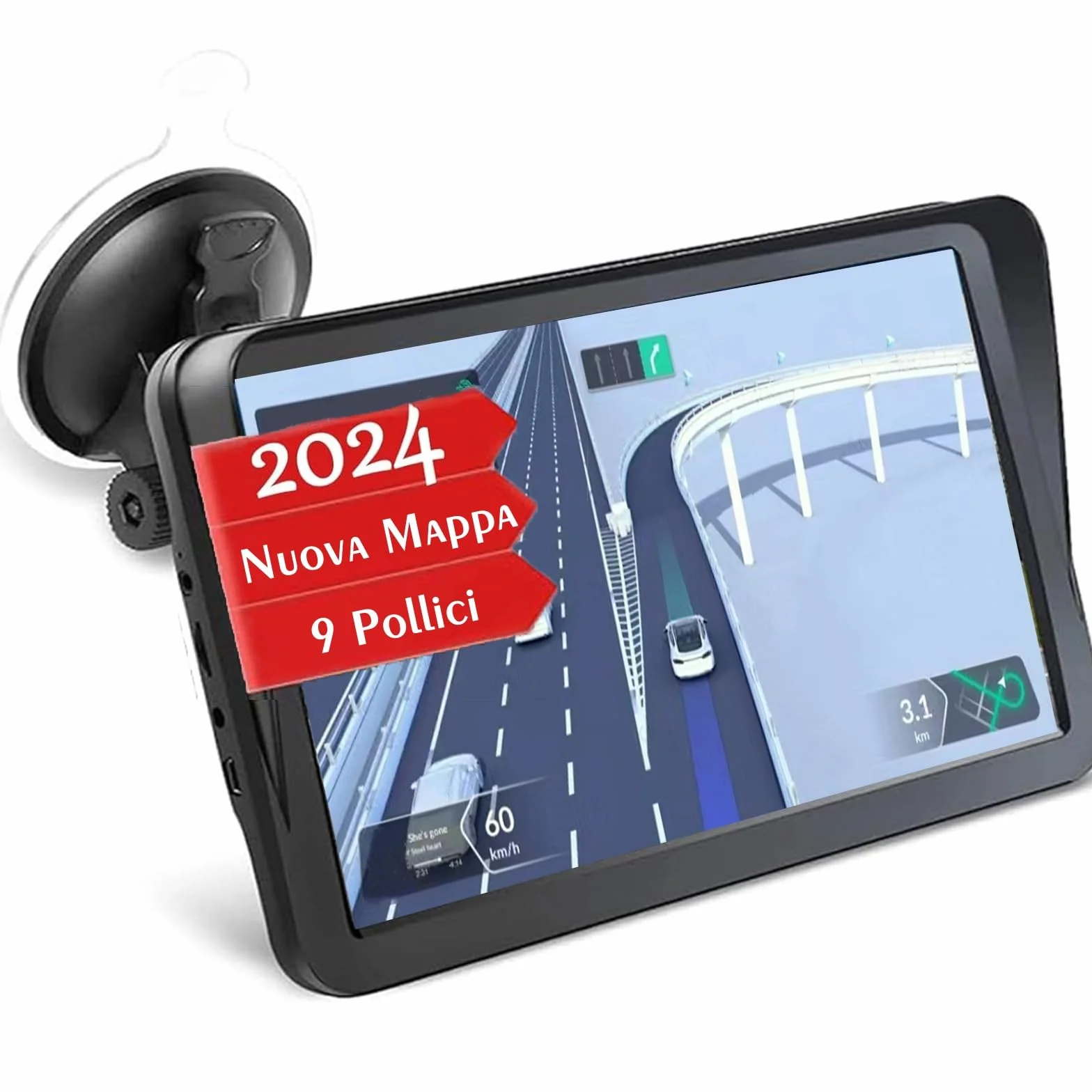 Navigatore Camion Camper 9 Pollici 2024 GPS Navigatore Satellitare Auto Autobus Taxi, Avviso Traffico Vocale, Limite di Velocità, Aggiornamenti gratuiti delle mappe a vita (9 inch)
