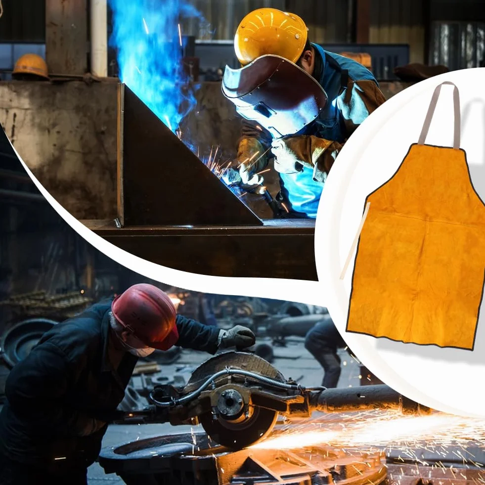 ITODA Grembiule da saldatura, in pelle bovina, resistente, resistente al calore, ignifugo, per lavori di lavoro, officina, saldatore, falegnameria, garage