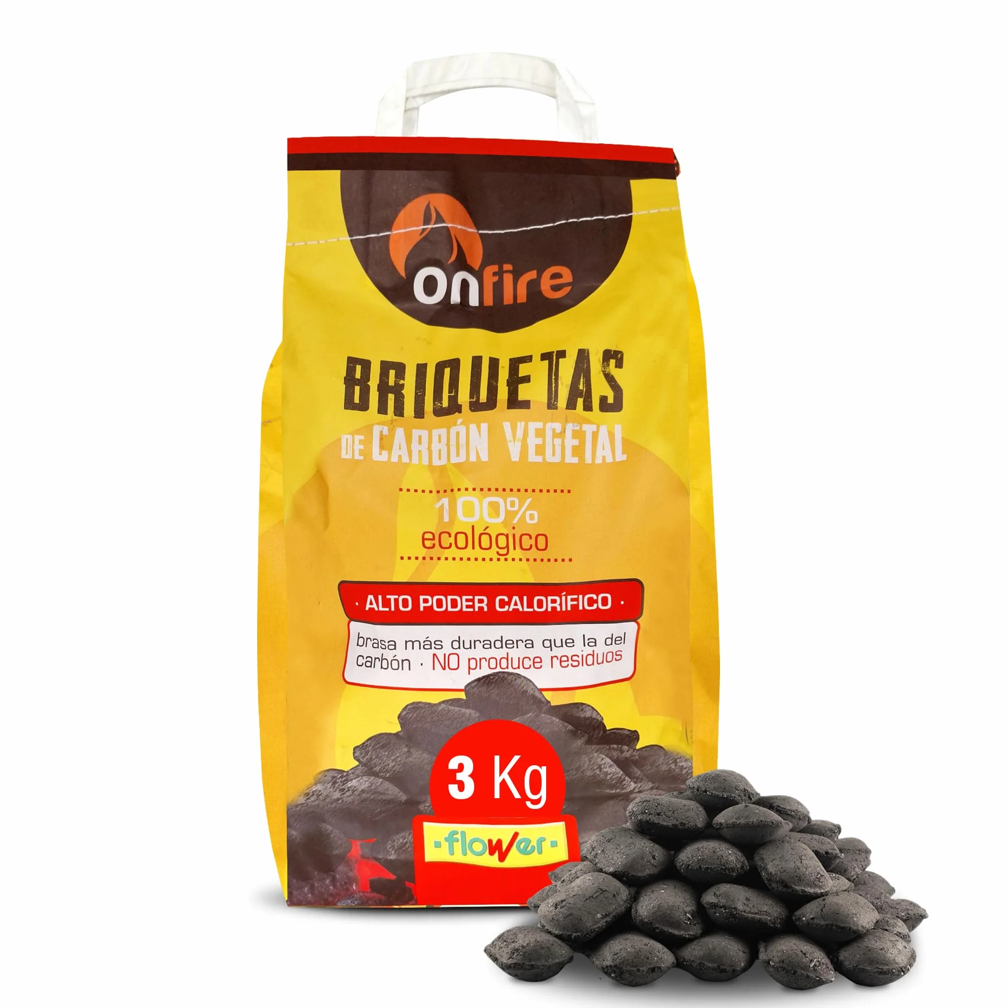 Carbone Vegetale Barbecue 100% Naturale 6 KG FLOWER Bricchette Senza Additivi Chimici