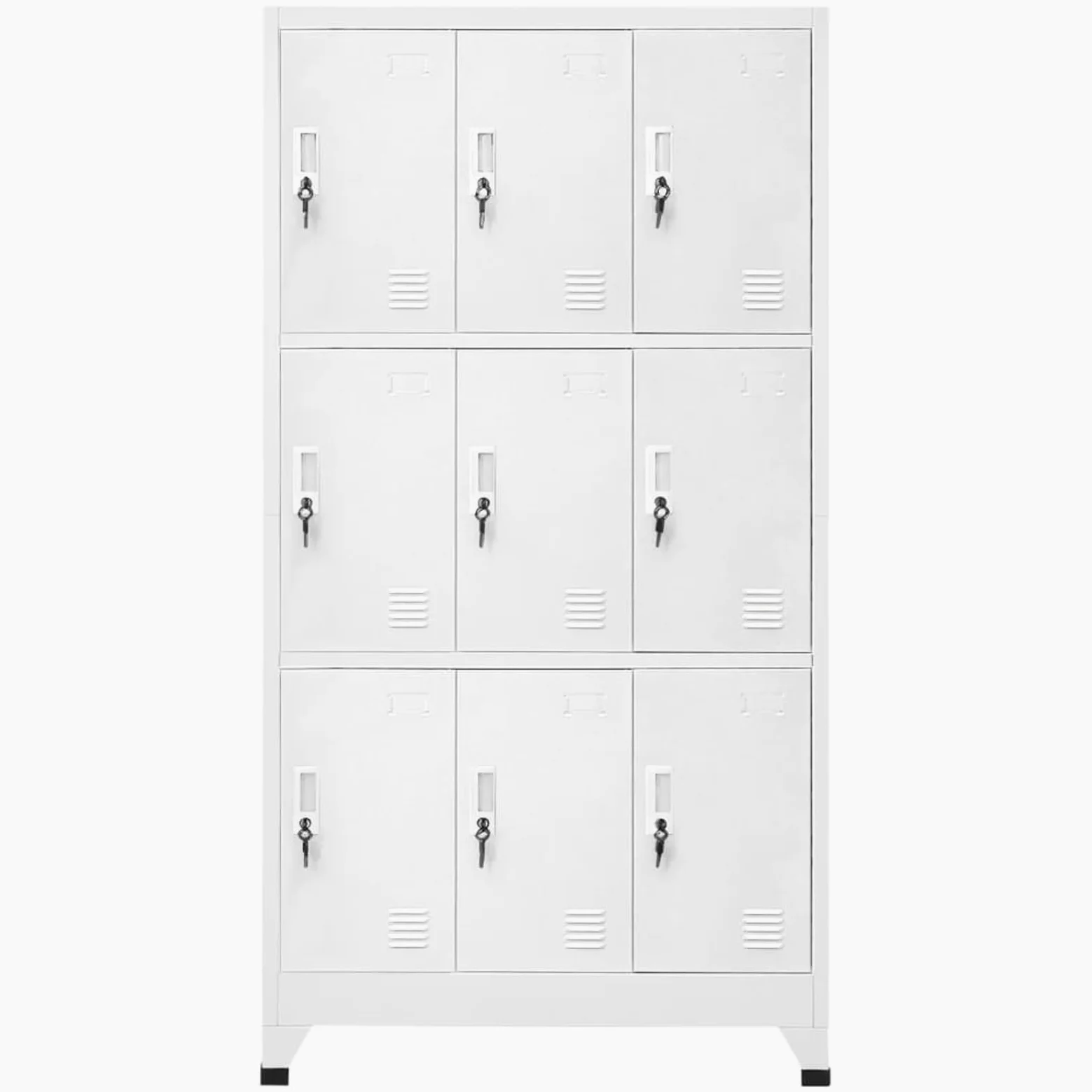 Armadietto spogliatoio Armadio Metallico con 9 Scomparti Armadietti Multiuso e portascope Fessure di Ventilazione in Acciaio-Grigio-con 9 armadietti