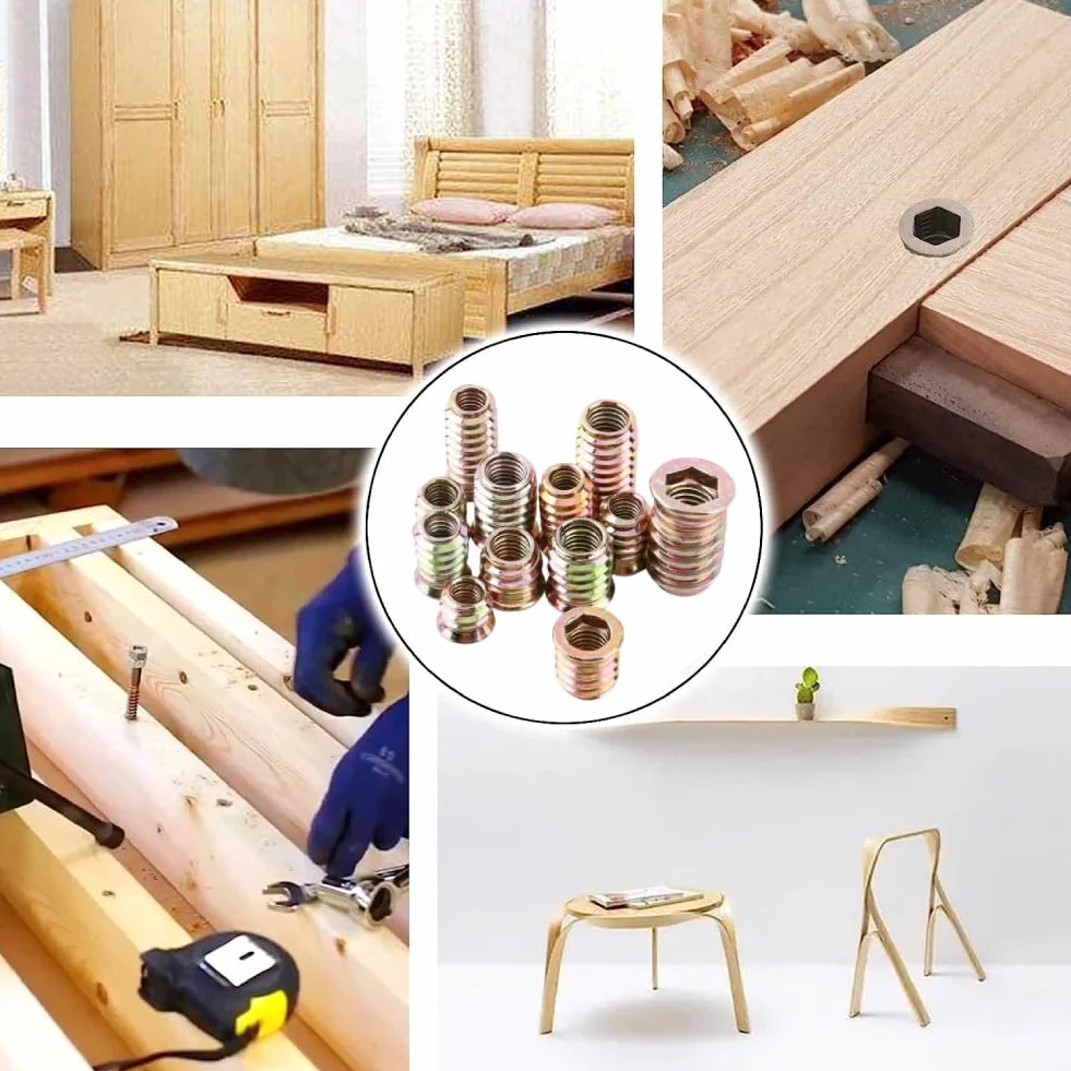 20 Pezzi Inserti Filettati M8 per Legno, Dado in Acciaio al Carbonio con Esagono Incassato per Mobili (M8*20mm)