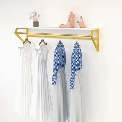 Scaffali galleggianti resistenti – Appendiabiti da parete per negozi di abbigliamento, organizer per camera da letto, appendiabiti per soluzione di stoccaggio vestiti