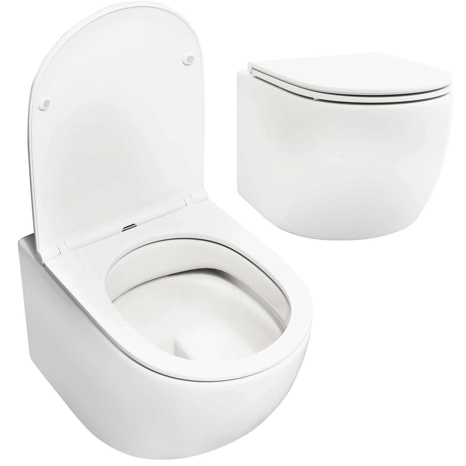 LIFEZEAL Water Sospeso Sanitari a Muro Incasso WC Copriwater a Chiusura Rallentata Sedile Kit di Montaggio Doppio Scarico Ceramica