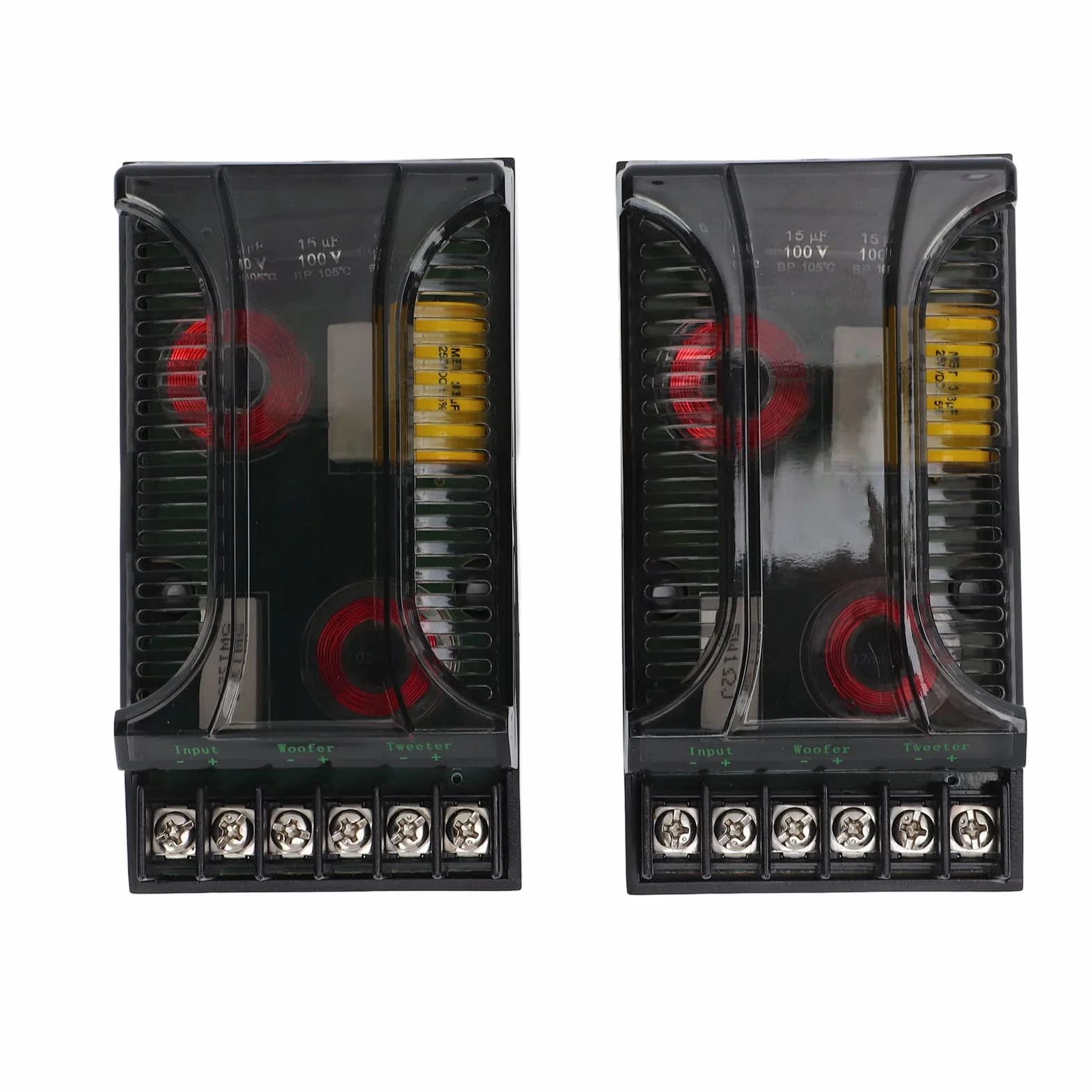 Divisore Di Frequenza Auto 2 Vie Crossover Protezione Sovracorrente Dissipazione Calore Universale Compatibile Con Altoparlanti Auto 2 Pezzi