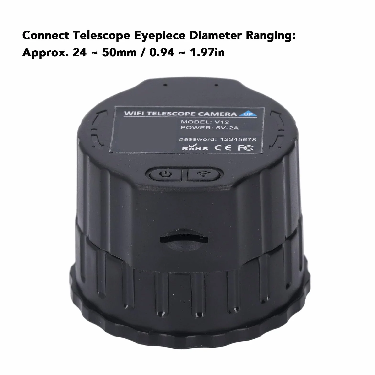 Telecamera WiFi, Oculare Elettronico Wireless, Registrazione Video 2K e Foto da 24 MP per Telescopi da 24 Mm-50 Mm, per Astrofotografia, Birdwatching (Nessuna memoria)