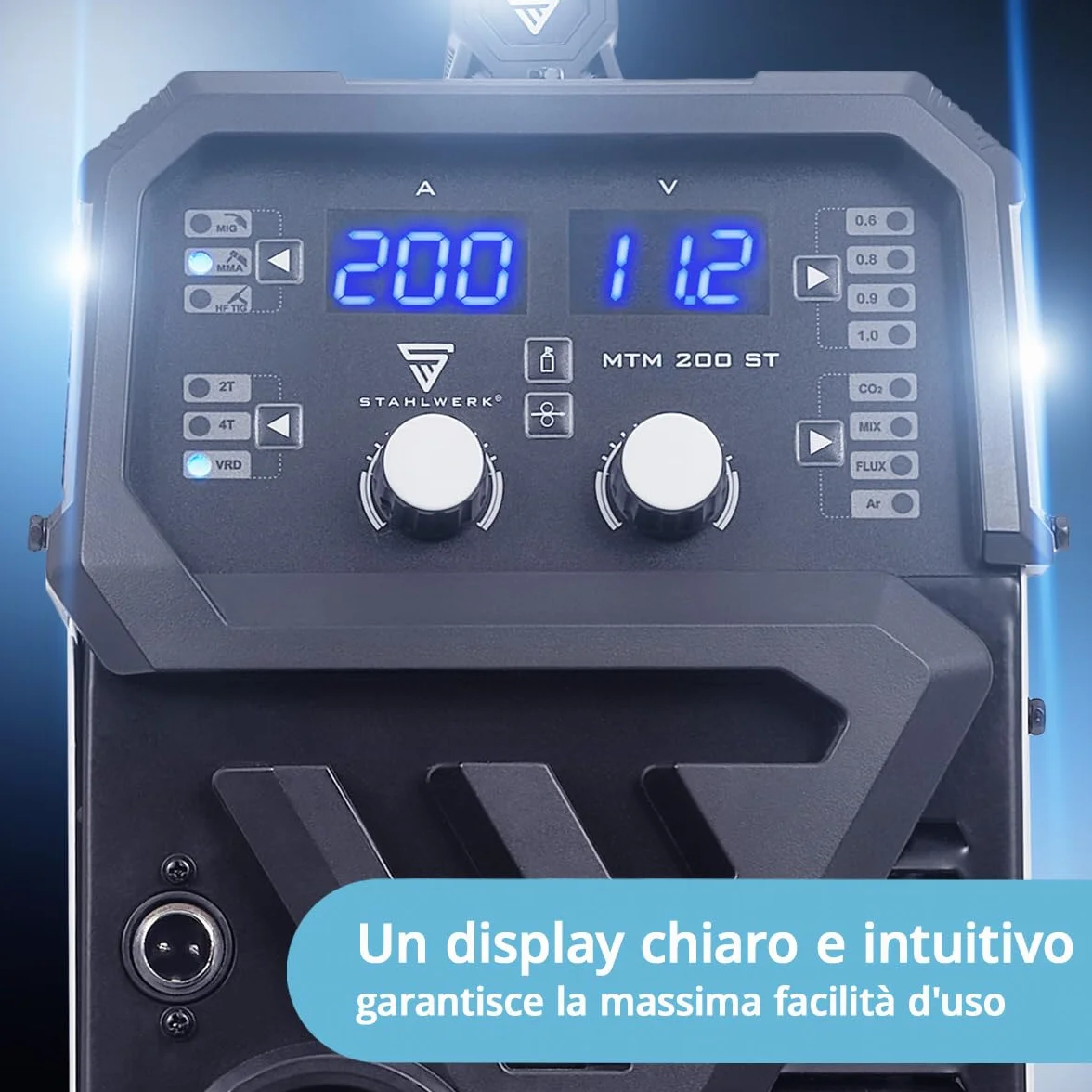 STAHLWERK Saldatrice combinata 3-in-1 MTM-200 ST Inverter TIG MIG/MAG MMA 200 A avanzamento sinergico 4 rulli