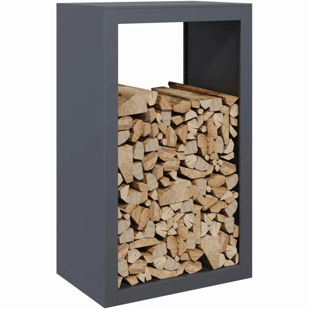 Griglia per legna da ardere 60 x 40 x 100 cm in acciaio antracite | Acciaio resistente, ampio stoccaggio, design rialzato per la circolazione dell'aria, adatto per camini e stufe a legna