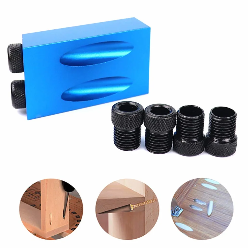 Kit guida trapano per foro tasca 15 gradi, set 7 pezzi per legno