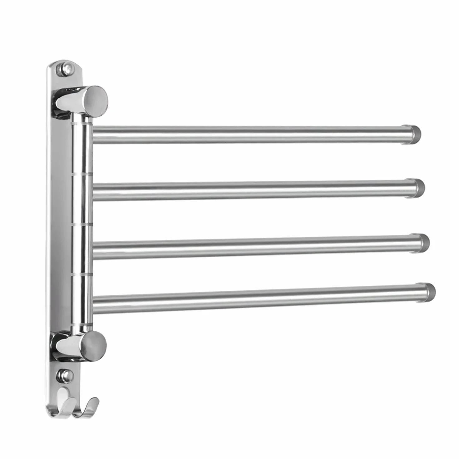 Porta Asciugamani 34CM a 4 Bracci Rotanti Acciaio Inossidabile da Muro per Bagno e Cucina