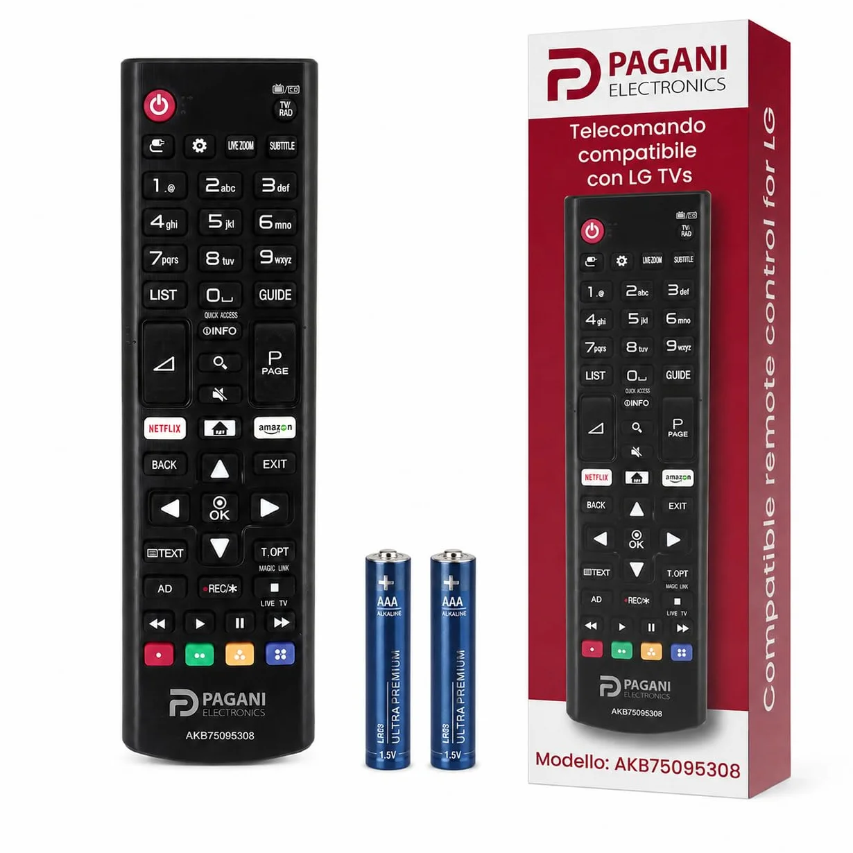 Telecomando Universale LG AKB75095308 Compatibile con TV LG Smart TV, LED, LCD, OLED, UHD, 4K, HD, WebOS, Nessuna Configurazione, Batterie Incluse, Azienda Italiana, Testato in Italia