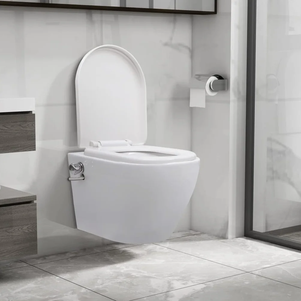 vidaXL Toaleta Podwieszana Bezramowa z Funkcją Bidet Ceramika Biała