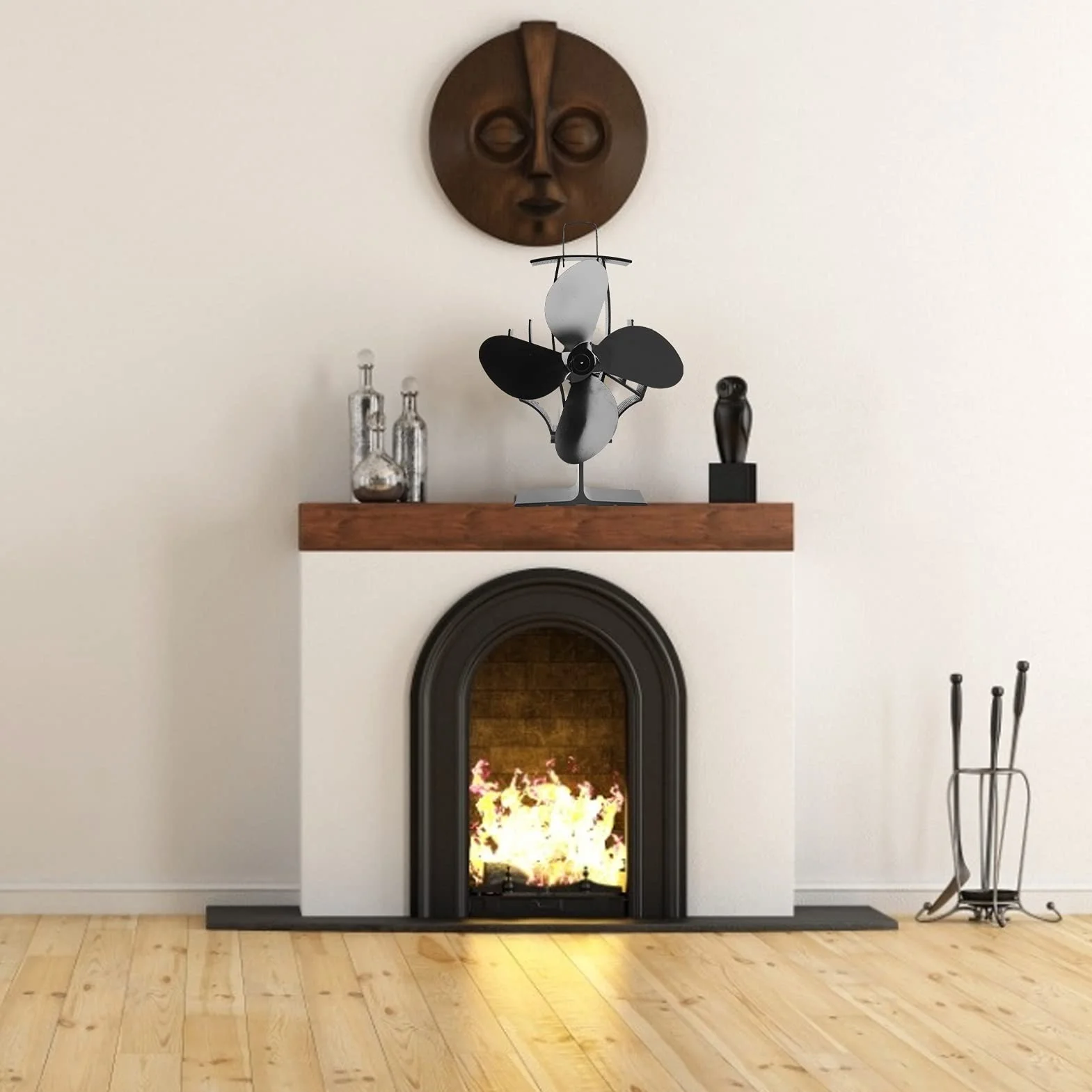 Ventilatore per Stufa Alimentato a Calore a 4 Pale Ventilatore per Camino in Alluminio a Circolazione del Calore per la Combustione di Tronchi di Legno Domestici