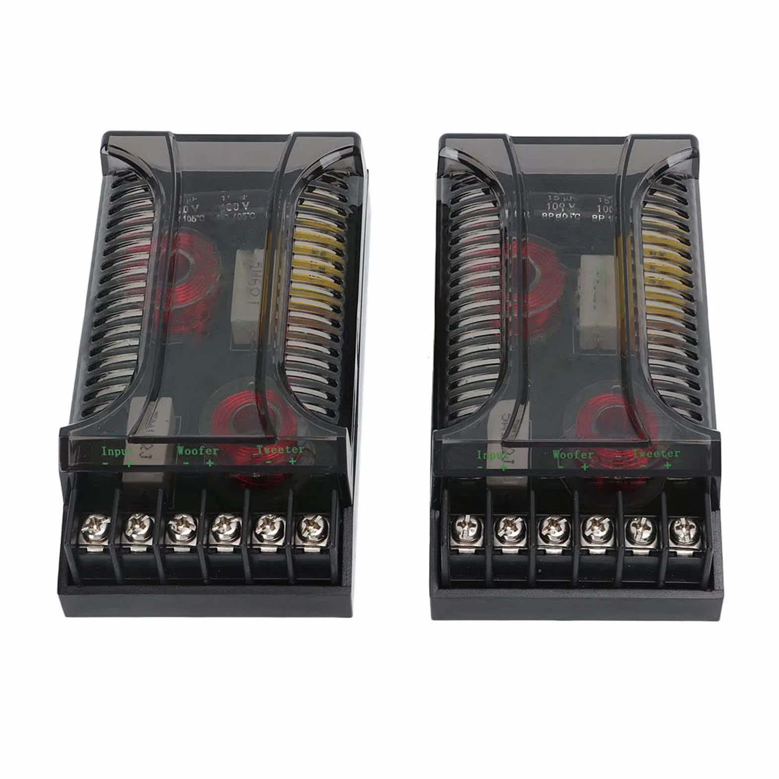 2Pcs Car Audio Crossover Passivo, 2 Way Car Audio Crossover Protezione da Sovracorrente Dissipatore di Frequenza Dell'altoparlante Universale per la Dissipazione del Calore