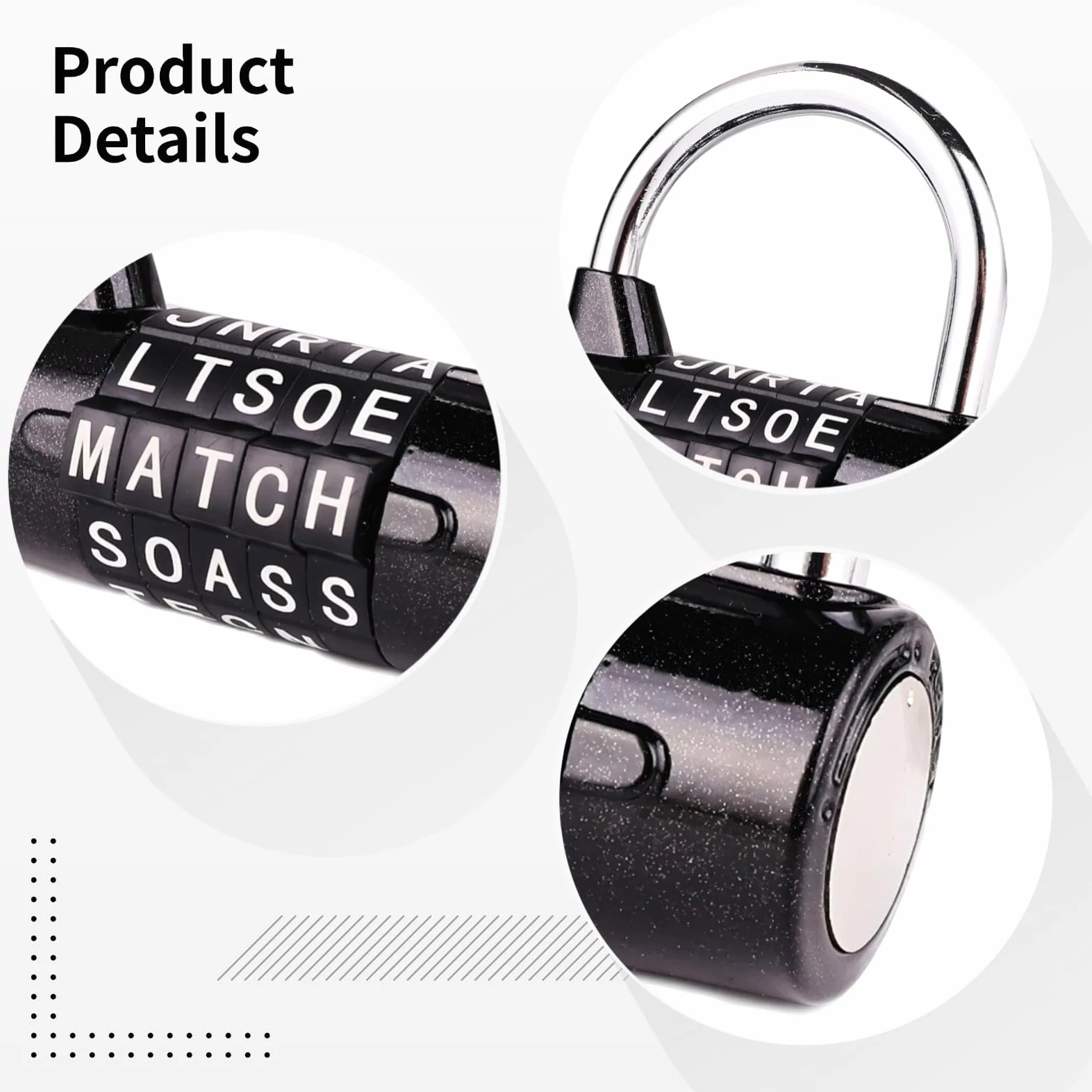Lucchetto a combinazione a 5 lettere, codice regolabile, qualità e sicurezza, antiruggine, ideale per scuole, palestre, 4 pezzi, disponibile in rosso, argento, nero e blu