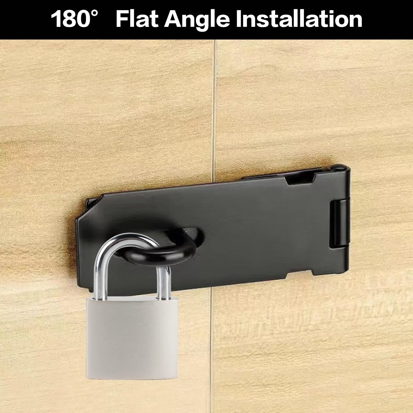 Lucchetto Hasp in Acciaio Inox 127 mm/106 mm per Armadietti Cancelli Capannoni Nero