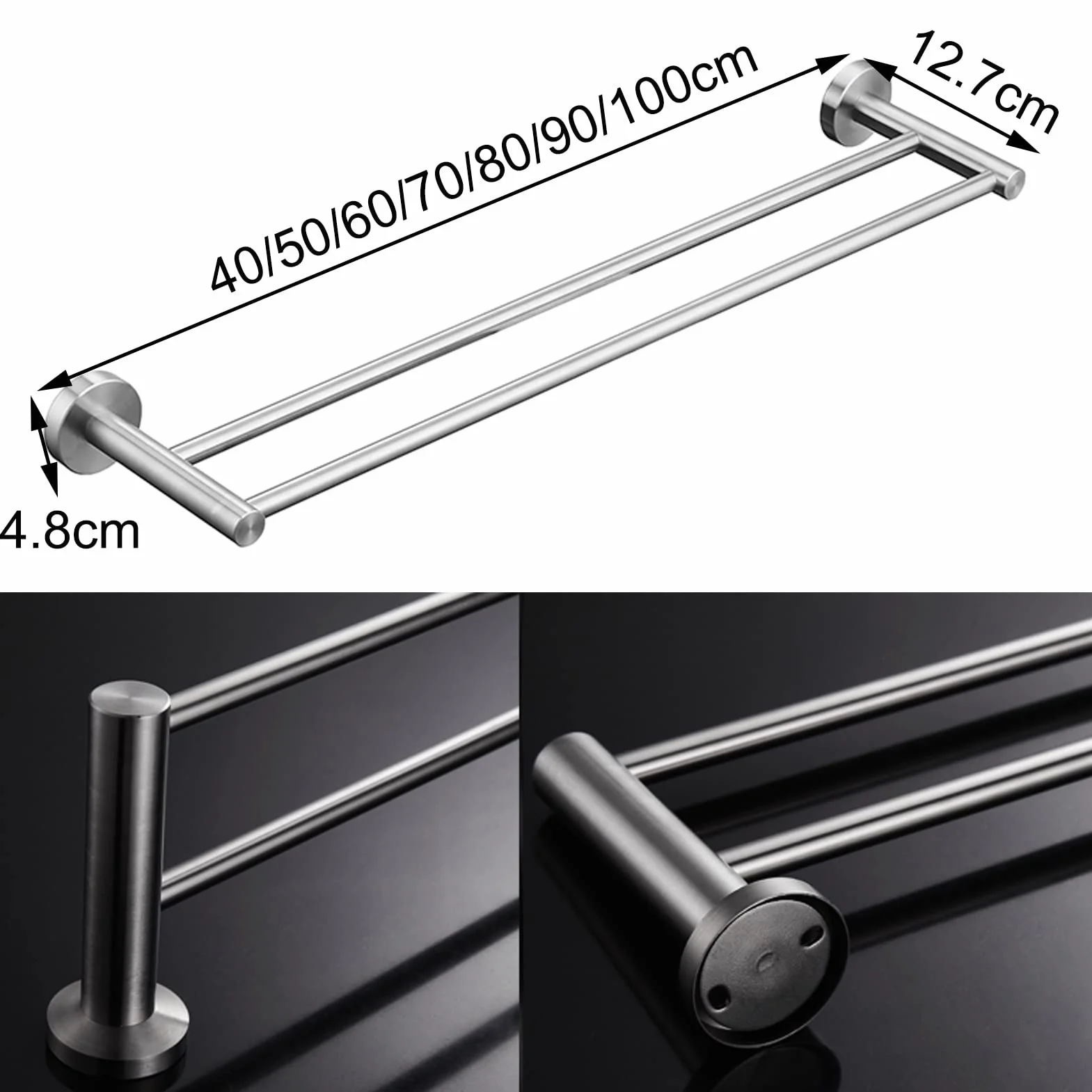 Portasalviette Doppio Portasalviette A Parete, Acciaio Inossidabile Finitura Spazzolata Portasciugamani Bagno Cucina Accessori per Servizi Igienici (Dimensioni : 80cm)
