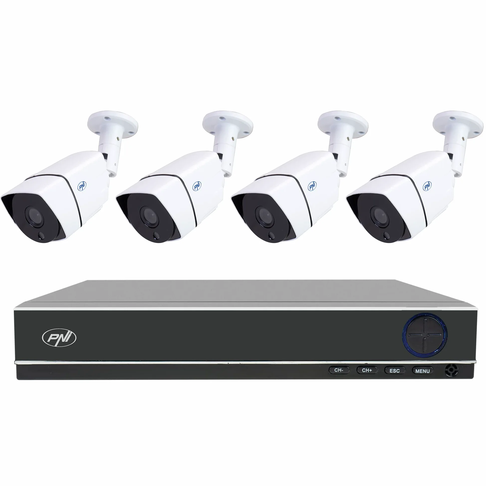 Kit videosorveglianza AHD PNI House PTZ1350 Full HD - NVR e 4 telecamere da esterno 2MP full HD 1080P