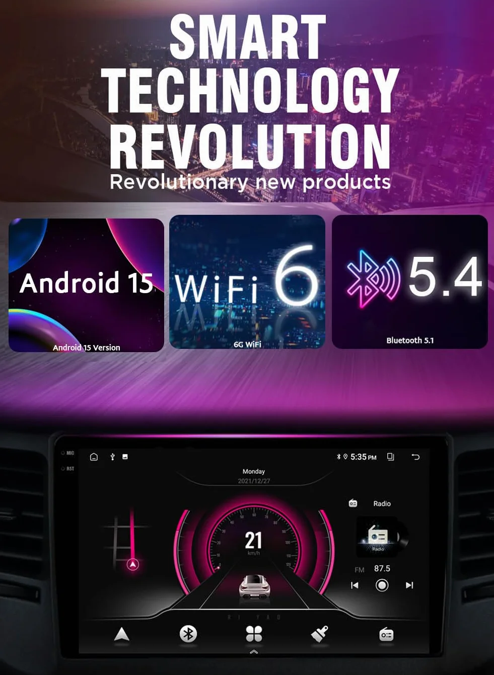 Autoradio da 7 pollici per Lancia Ypsilon Chrysler Ypsilon 2011-2020 Android 15 Carplay Navigazione Radio Lettore Video Multimediale Touch Screen Bluetooth GPS WiFi Android Auto (4 Core 2+32GB)