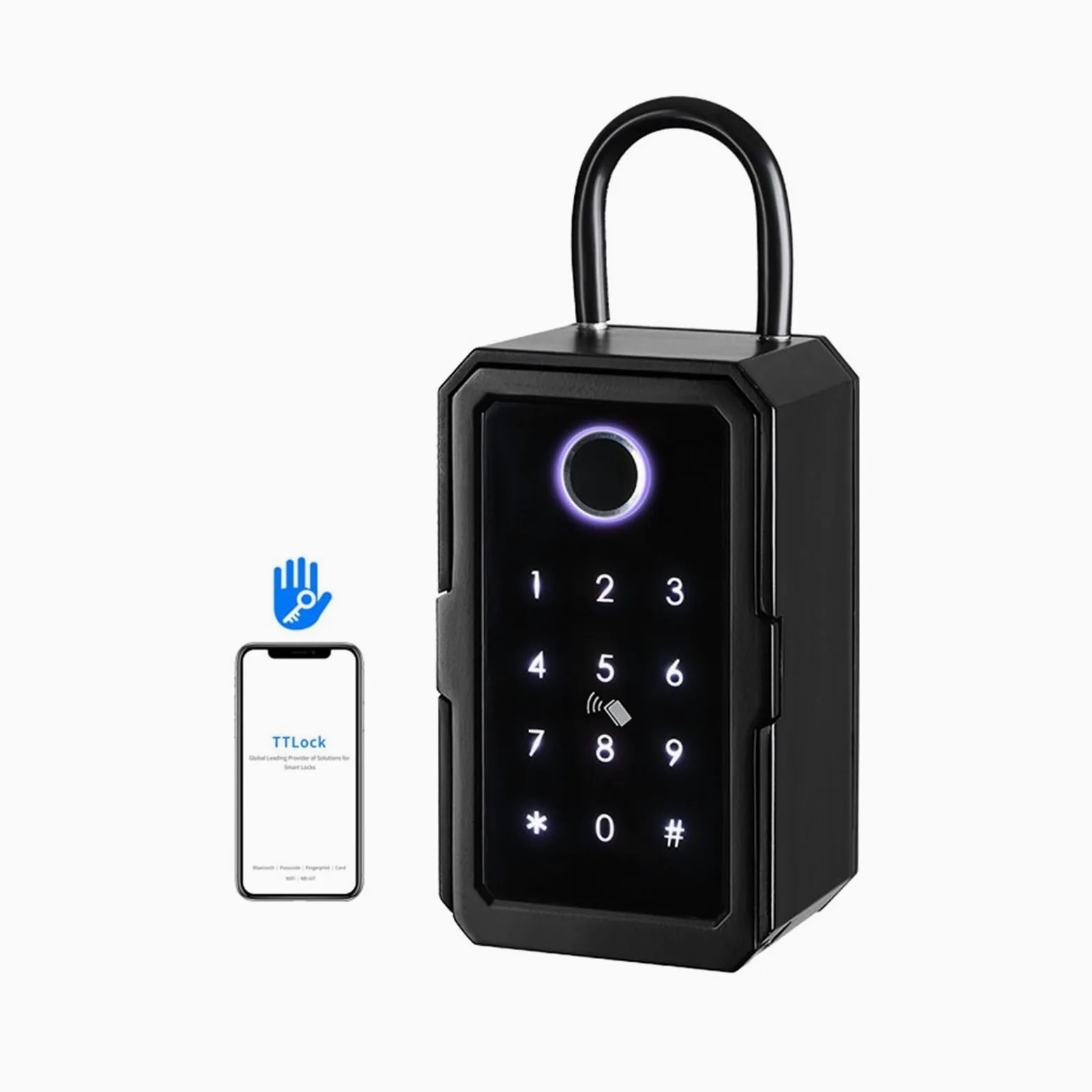 Cassetta di sicurezza, Cassetta di sicurezza intelligente con accesso remoto, in metallo, impermeabile, for nascondere le chiavi, codice digitale Finrprint e app