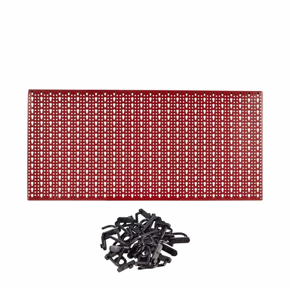 FERROELETTRA Pannello Portautensili 980x460mm in Lamiera Verniciata - Kit Ganci Incluso - Pannello Porta Attrezzi da Parete per Organizzazione Utensili - Parete Attrezzata Officina (1, Rosso)