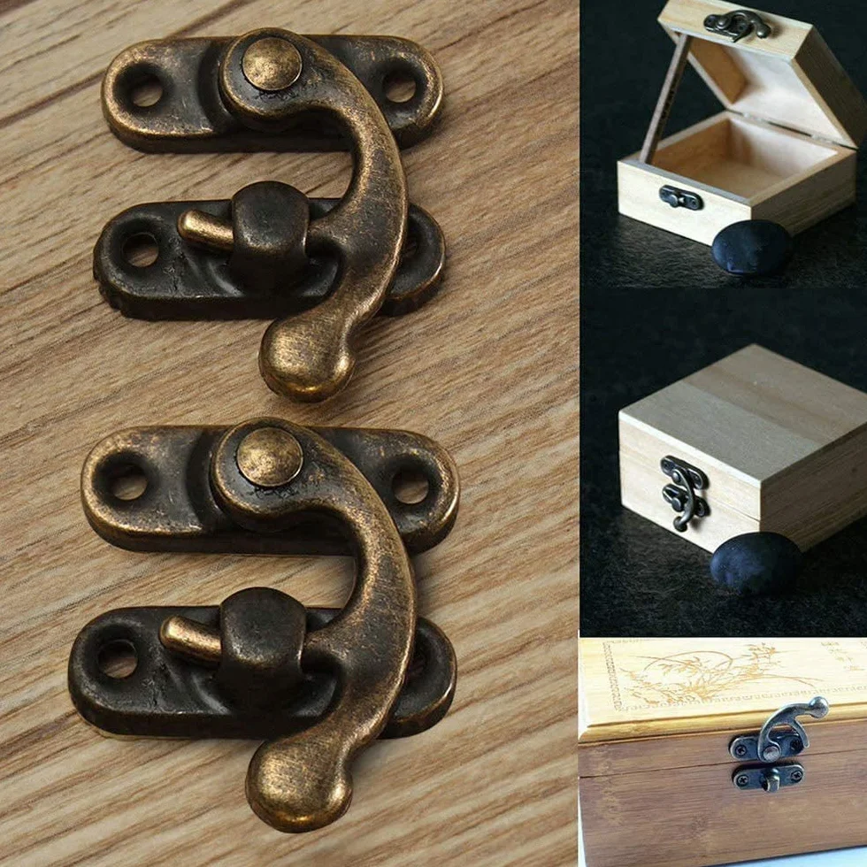 Antico Hasp di Bronzo 20 Pezzi per Scatola di Gioielli in Legno Decorativa