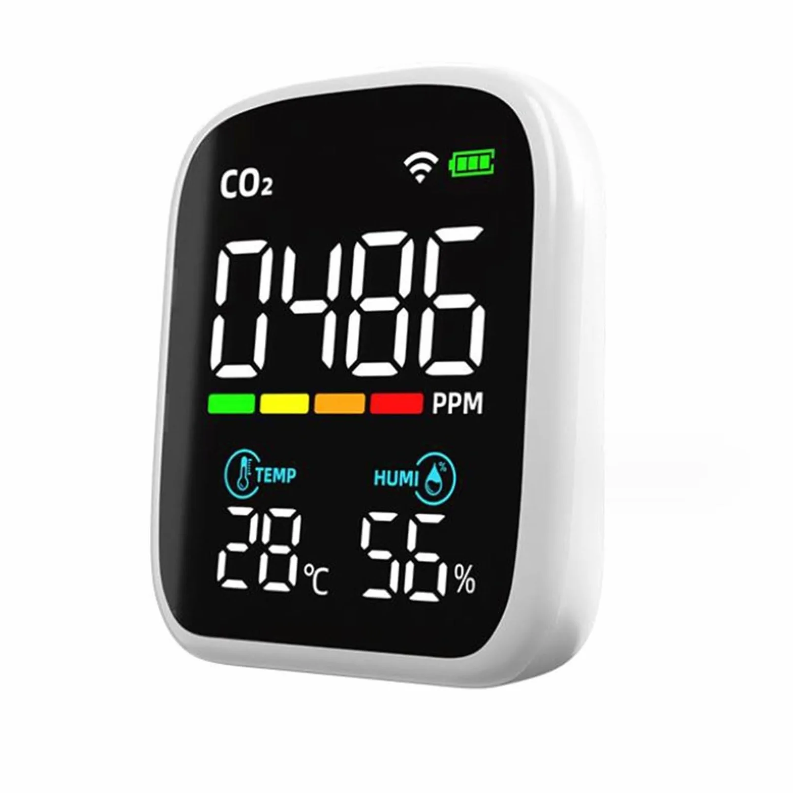 Misuratore Qualità dell'aria, Monitor CO2 Monitor anidride carbonica 400-5000PPM Sensore NDIR Monitor a qualità 'aria 70 * 84 * 35 mm per Casa Cucina Ufficio Auto(3 in 1)