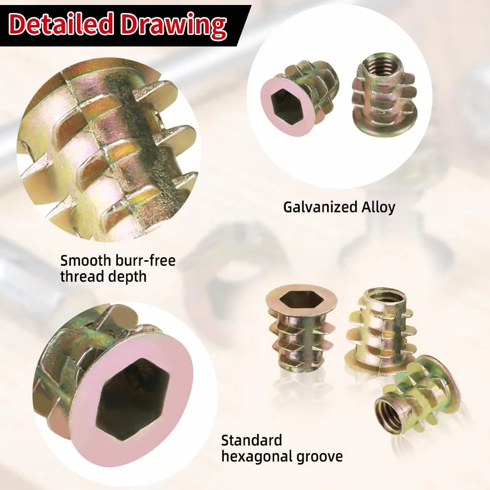 BORDSTRACT Inserto filettato M4 x 6 mm Zinco Esagonale Flanged ISO Metric Classe 2B 50 pezzi