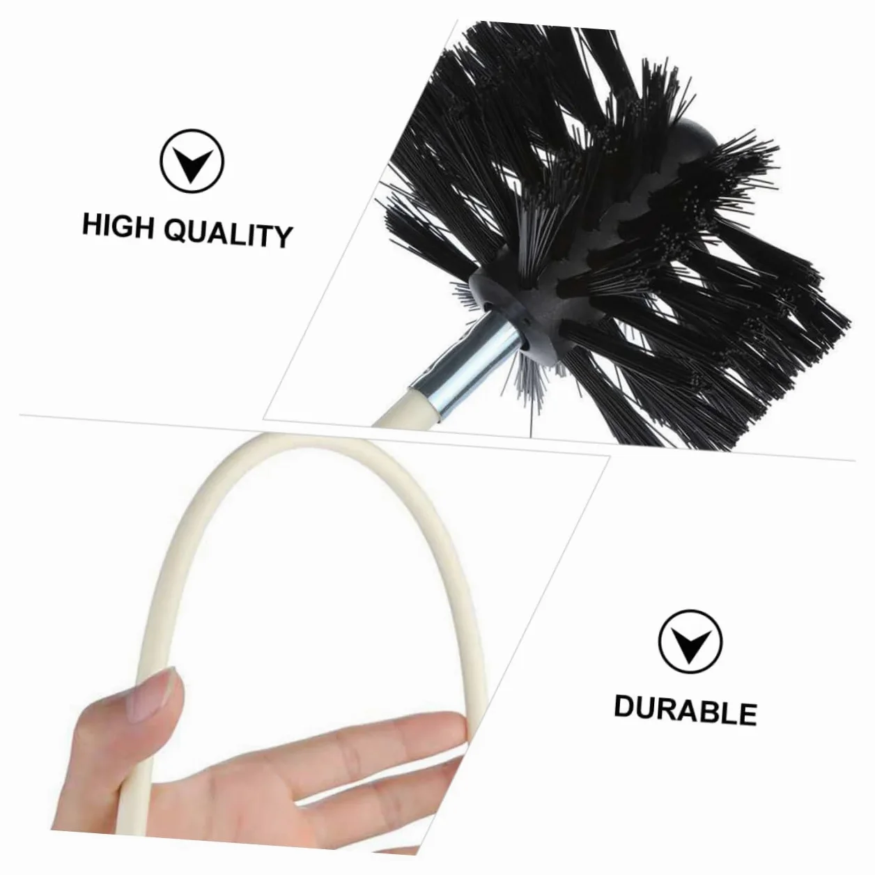 Spazzola per Pulizia Stufa e Condotto Flessibile Bianco | Aste Pieghevoli in Ferro Zincato, Struttura in Nylon, per Parete Interna di Dryer e Flue