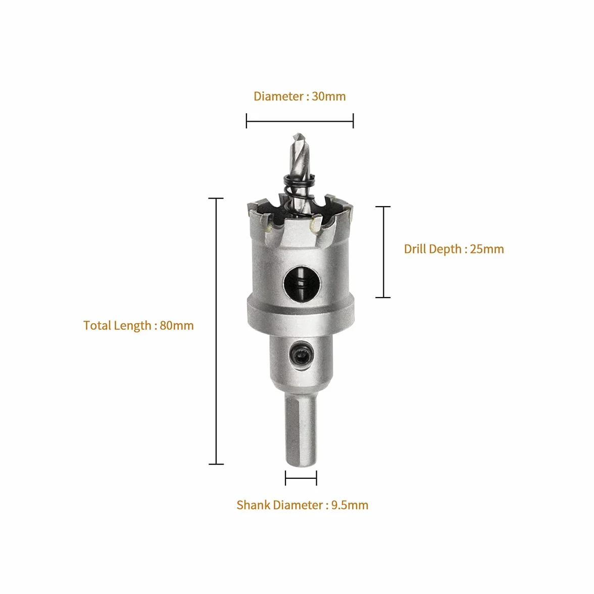 TCT Seghe a Tazza in Carburo 30mm, Taglierina per Fori Heavy Duty per Acciaio Inossidabile