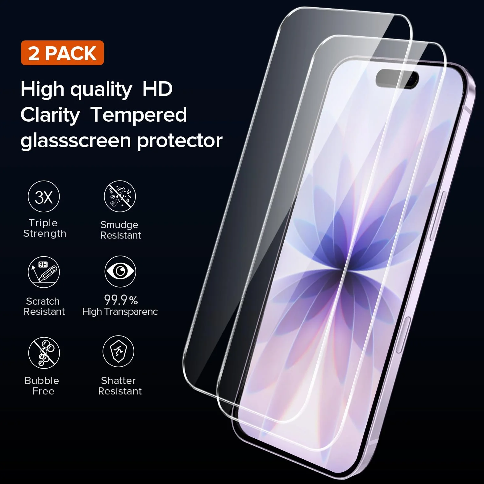 iVoler Anti Ingiallimento Chiaro Cover per iPhone 17 6.3 Pollice con 2 Pezzi Pellicola Vetro Temperato, [Antiurto di Grado Militare] Custodia Trasparente Sottile Case