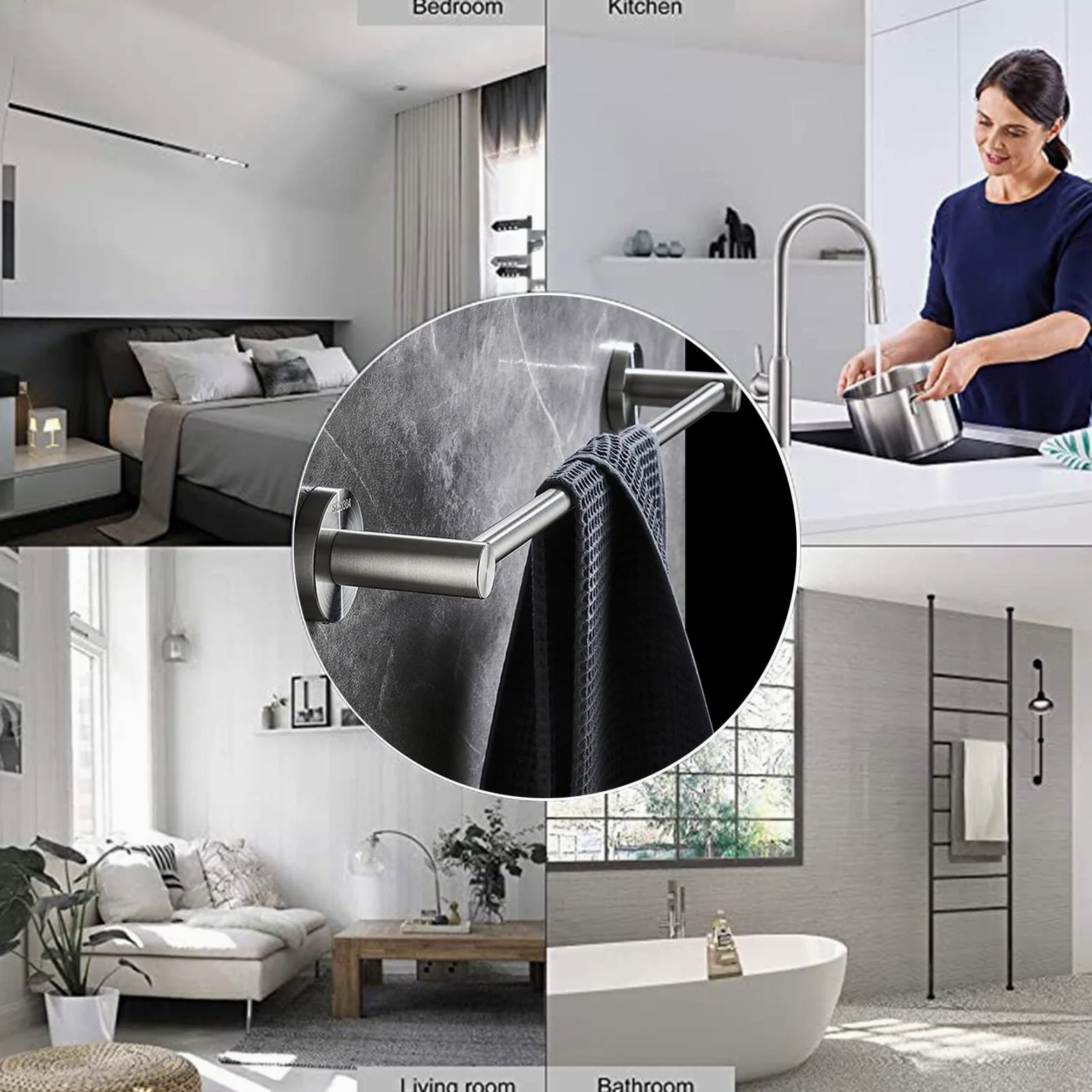 Portasciugamani a Parete in Acciaio Inossidabile, portasciugamani Lungo Multi-Formato 50 cm ~ 120 cm Opzionale per Cucina Hardware Bagno (Dimensioni : 80 cm)