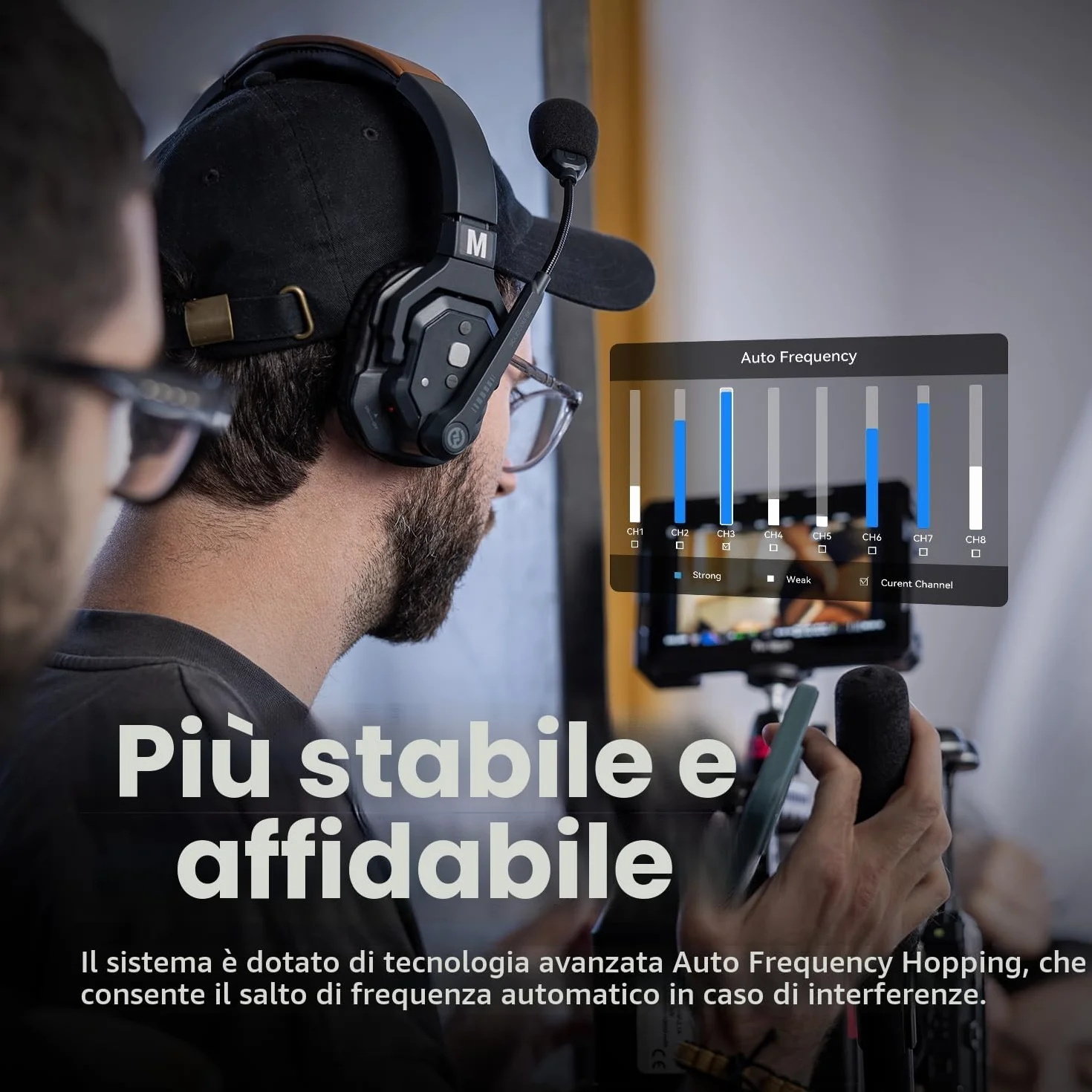 Hollyland Solidcom SE 2.4G Wireless Intercom Headset System Full Duplex 2 User ENC Noise Cancellation 350 m Team Communication with PTT Mute Single Ear Headset for TV Film Production Drone (SE-2S)
