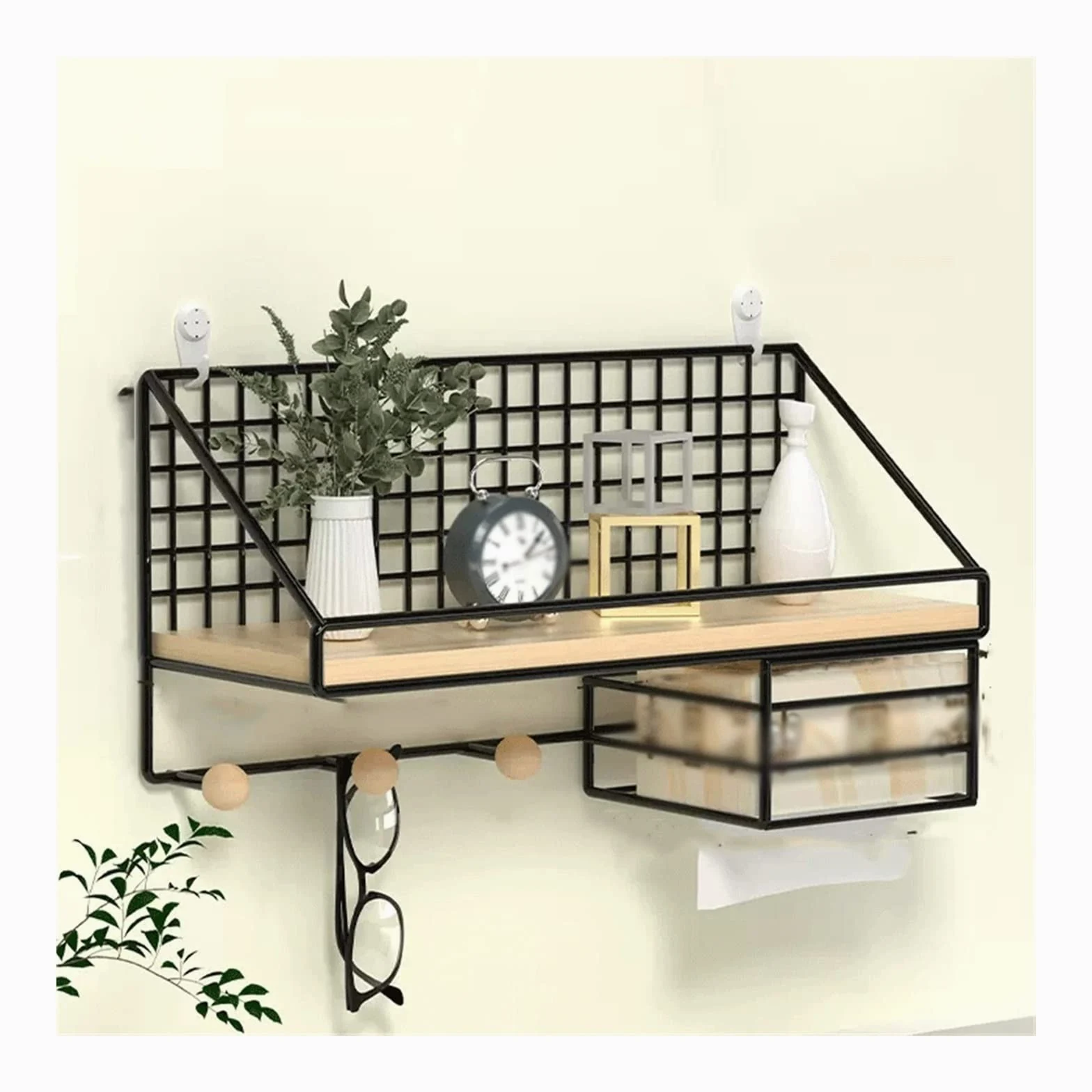Ripiano per doccia Rack di stoccaggio WC for articoli da toeletta in metallo monostrato Organizer(Nero,M)