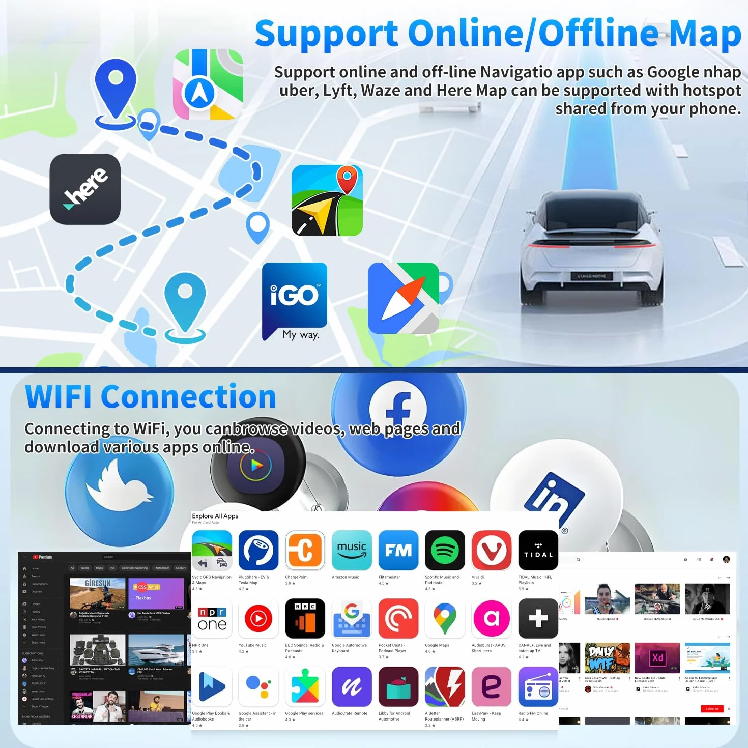Autoradio per Renault Clio 4 2012-2019 Auto Navigation Bluetooth 9 Pollici Android 13 per Carplay Android Auto Navigatori con Auto Navigatore GPS WiFi FM RDS SWC,DSP + Mic