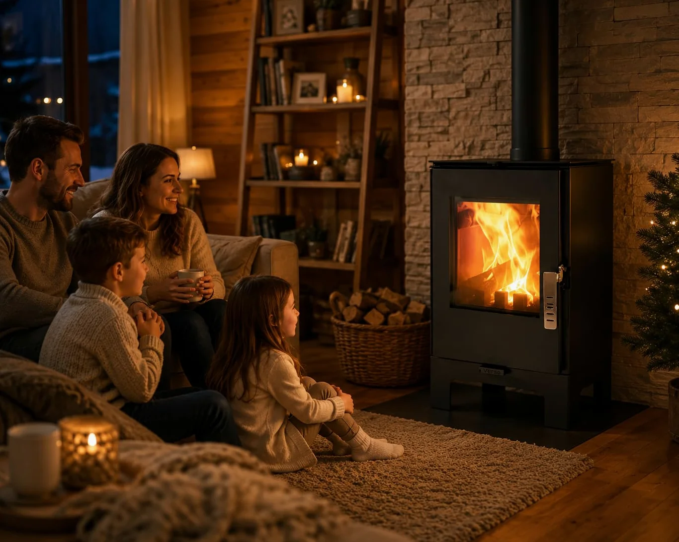 Verso - Stufa a legna da 2 l, 5 kW, 80,2% di alta efficienza, piastra superiore ultra compatta del corpo in acciaio (non ghisa), piccola stufa per 60-80 m³, Eco Low Emissions, 150 mm