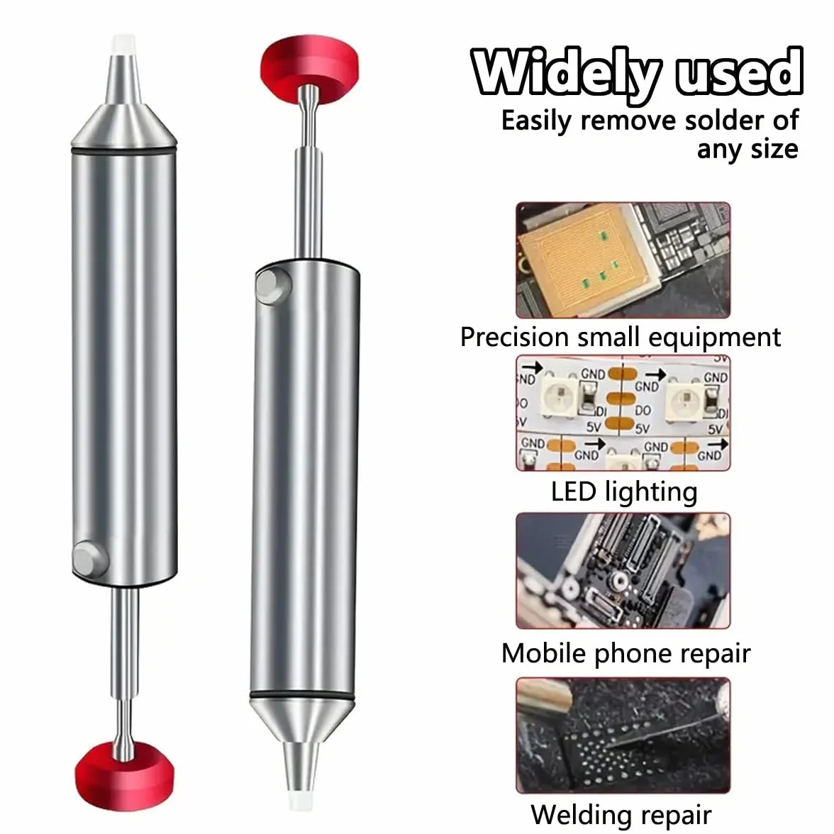 SamHeng Pompa Dissaldatura Solder Sucker con Ugello in Silicone Resistente alle Alte Temperature, Alloggiamento in Alluminio Portatile