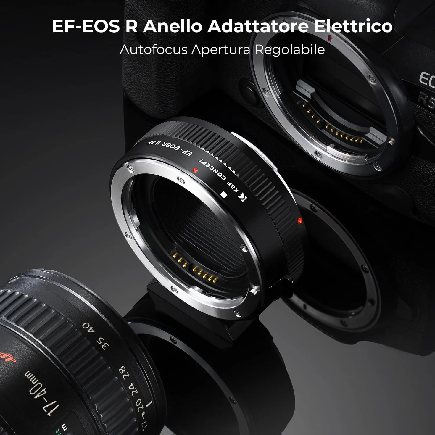 K&F CONCEPT Adattatore Compatibile con Canon Auto EF/EF-S a EOS R, in Metallo con Messa a Fuoco Automatica, con Custodia Protettiva