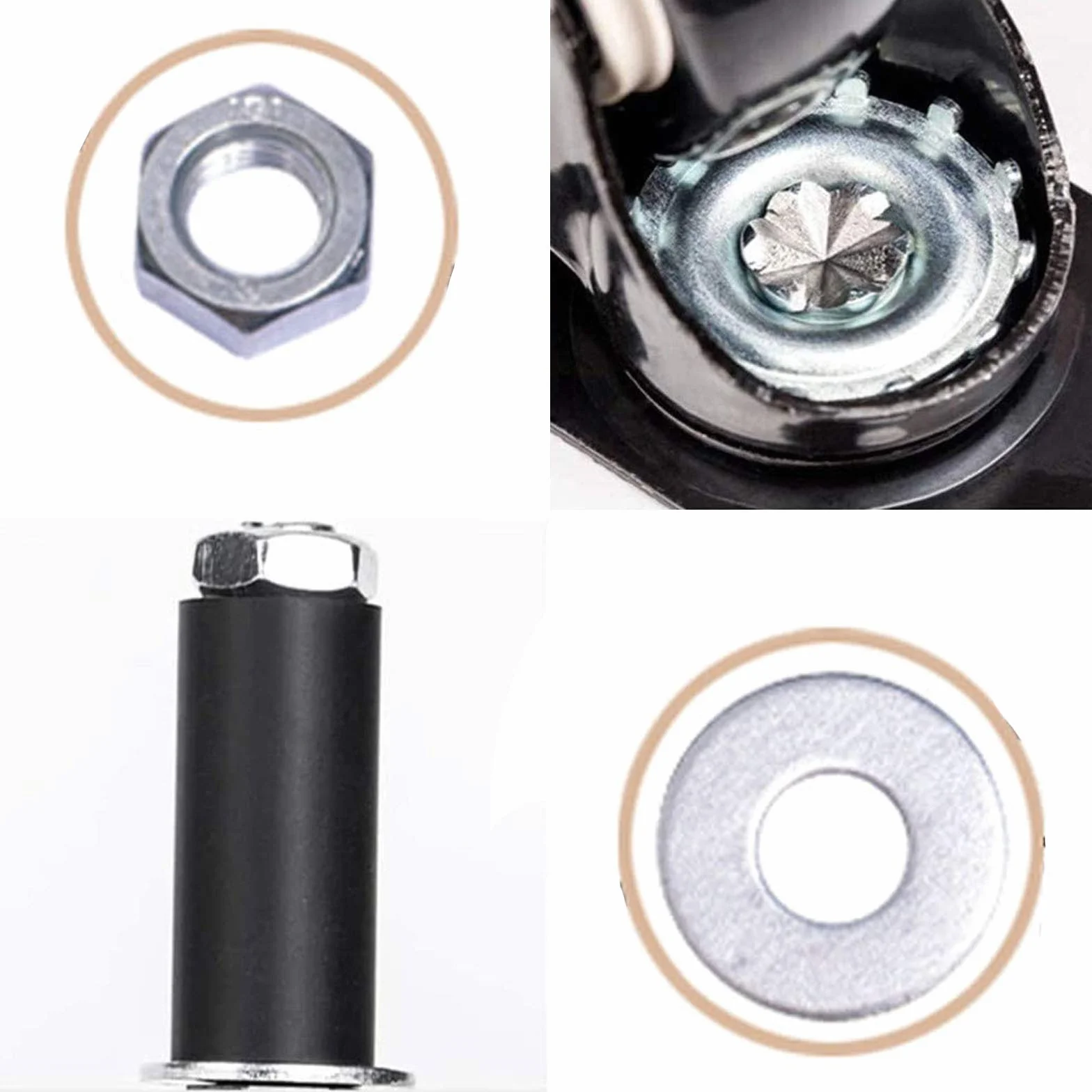 Ruote girevoli in Poliuretano Resistenti da 100 mm con Freno – Set di 4, Ideali per banco da Lavoro, Carrello, mobili, scaffale, bullone M12x60mm, Tubo Tondo da 4 Pollici