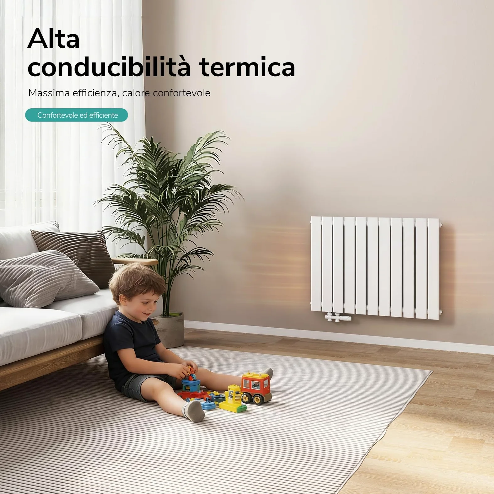 EMKE Radiatore Piatto, 63x85cm, Bianco,Singolo Strato