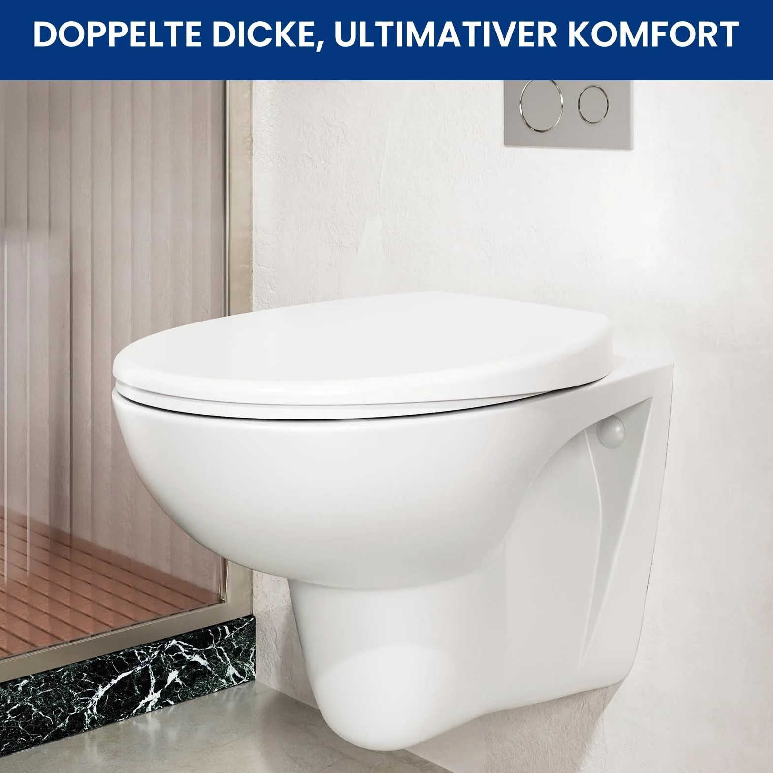 CECIPA WC Ovale, Coperchio Water Bianco, Copriwater a Chiusura Rallentata, Copri WC Universale, Asse WC Facile da Montare, Coprivaso Famiglia - DERW Serie