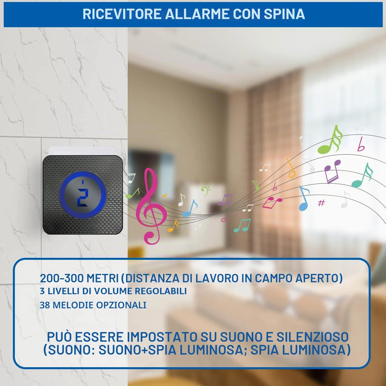 Allarme solare senza fili per vialetto esterno, resistente alle intemperie, rilevatore di movimento, campanello per porta, sistema di allarme di sicurezza fai da te (2 sensori e 1 campanello)