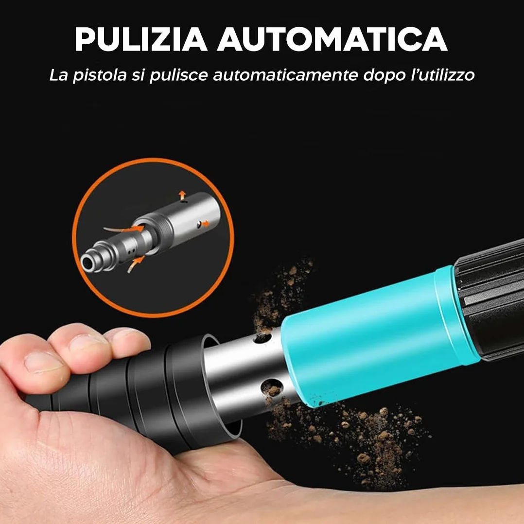 Rivettatrice Manuale Professionale - Pistola Sparachiodi ad Aria Compressa per Chiodi Tondi e Rivetti in Acciaio