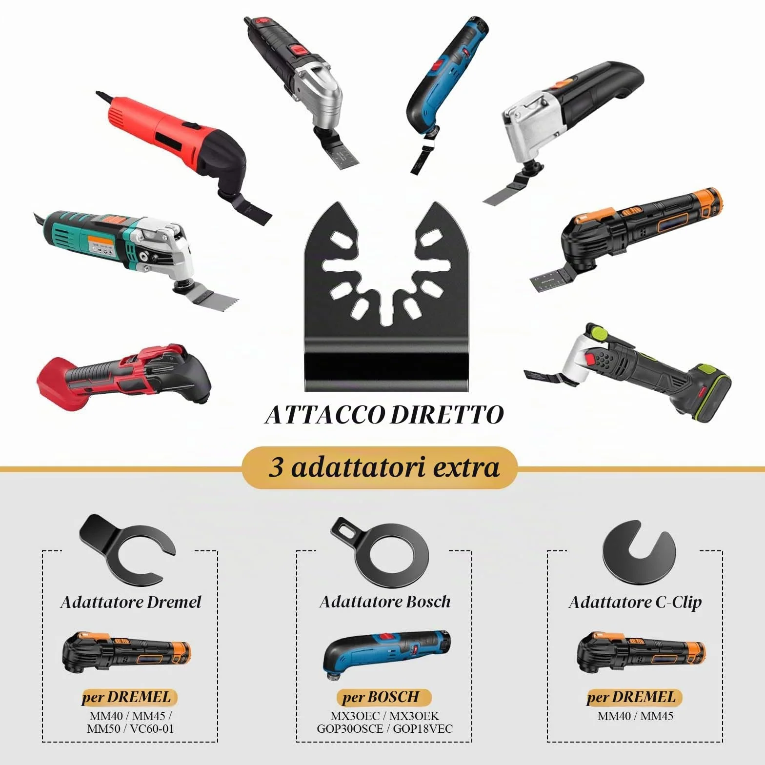Lame Utensile Multifunzione Accessori con Bordo ad Arco 5Pezzi per Legno Metallo Legno con Chiodi (Denti Giappones)
